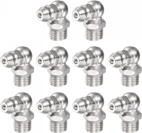 uxcell Nickel-Plated Iron 90 Degree Grease Fitting M6 x 1mm Thread Hydraulic Grease Fitting Accessories, 20Pcs in Saudi Arabia