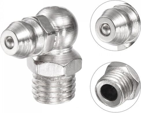 uxcell Nickel-Plated Iron 90 Degree Grease Fitting M6 x 1mm Thread Hydraulic Grease Fitting Accessories, 20Pcs in Saudi Arabia