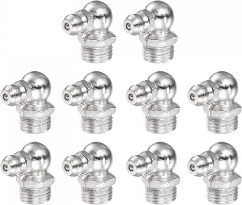 uxcell Nickel-Plated Iron 90 Degree Grease Fitting M6 x 1mm Thread Hydraulic Grease Fitting Accessories, 20Pcs in Saudi Arabia