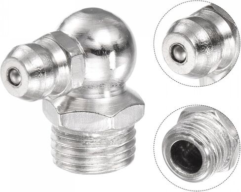 uxcell Nickel-Plated Iron 90 Degree Grease Fitting M6 x 1mm Thread Hydraulic Grease Fitting Accessories, 20Pcs in Saudi Arabia