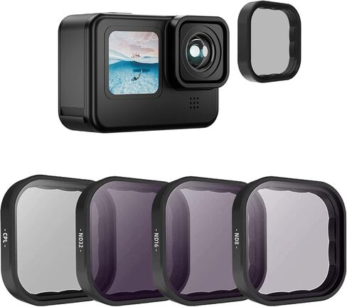 مجموعة حماية فلاتر عدسة الكاميرا 4 قطع من TELESIN لـ GoPro Hero 11 Hero 10 9,1PC مرشحات الاستقطاب الدائرية مع 3 قطع كثافة محايدة لـ GoPro Hero 11 10 9 ملحقات سوداء (CPL ND8 ND16 ND32) in Kuwait