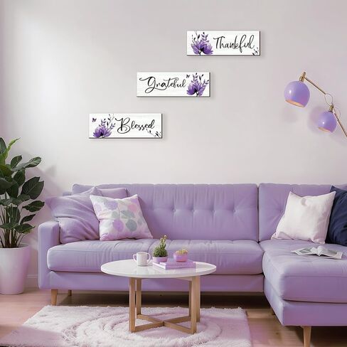 Set of 3 Black Bathroom Decor Black Wall Decor Rustic Elegance Black Decor with Inspirational Words Thankful Grateful Blessed Farmhouse Wooden Sign for Women Kitchen Bedroom (Black 12x4) in Kuwait