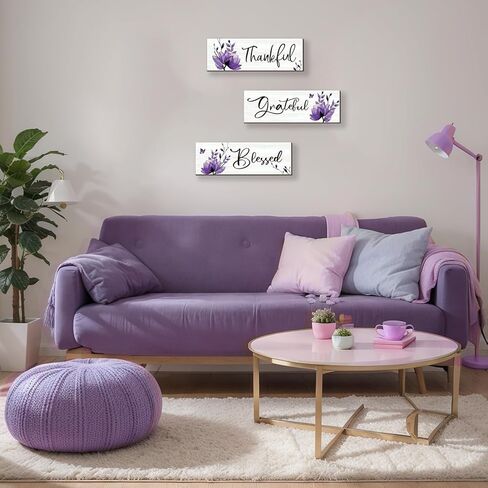 Set of 3 Black Bathroom Decor Black Wall Decor Rustic Elegance Black Decor with Inspirational Words Thankful Grateful Blessed Farmhouse Wooden Sign for Women Kitchen Bedroom (Black 12x4) in Kuwait