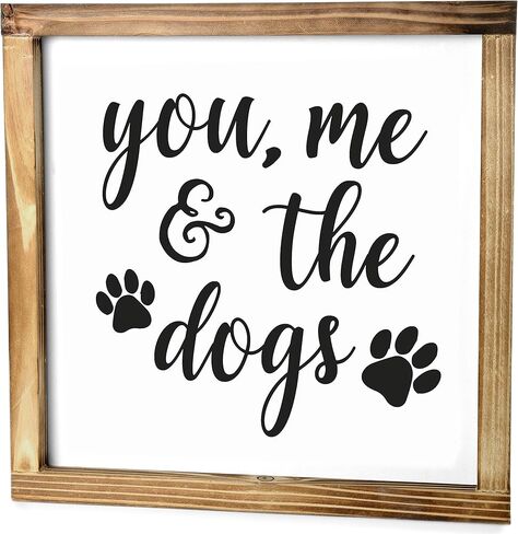 علامة You Me and the Dogs الخشبية مقاس 12 × 12 بوصة، ديكورات كلب المزرعة للمنزل، اقتباسات ديكور للكلاب من Weinie فقط علامة You Me and the Dogs لمحبي الكلاب، ديكورات منزلية للكلاب، علامة الكلب لديكور المنزل in Kuwait