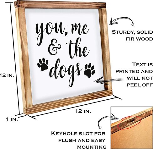 علامة You Me and the Dogs الخشبية مقاس 12 × 12 بوصة، ديكورات كلب المزرعة للمنزل، اقتباسات ديكور للكلاب من Weinie فقط علامة You Me and the Dogs لمحبي الكلاب، ديكورات منزلية للكلاب، علامة الكلب لديكور المنزل in Kuwait