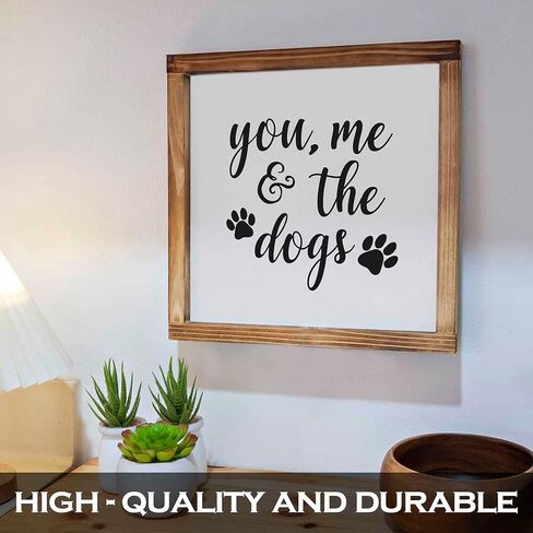 علامة You Me and the Dogs الخشبية مقاس 12 × 12 بوصة، ديكورات كلب المزرعة للمنزل، اقتباسات ديكور للكلاب من Weinie فقط علامة You Me and the Dogs لمحبي الكلاب، ديكورات منزلية للكلاب، علامة الكلب لديكور المنزل in Kuwait