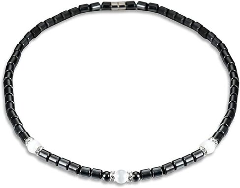 Hematite Necklace Therapy Necklace for Men Women, Precious Gemstone Naturally Reduces Headache Pain - Arthritis in The Neck, Shoulder Head Jewelry with Adjustable Chain and Velvet Pouch in Saudi Arabia