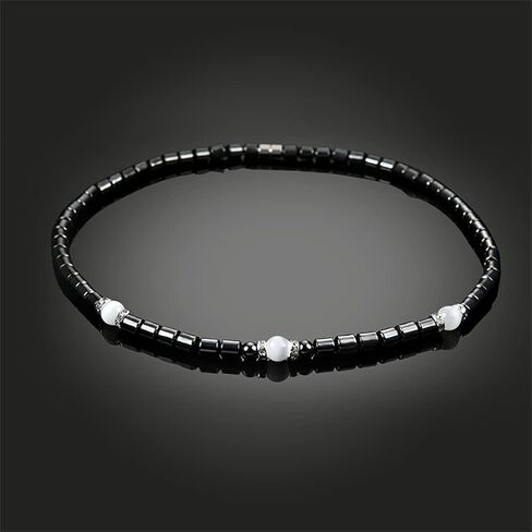 Hematite Necklace Therapy Necklace for Men Women, Precious Gemstone Naturally Reduces Headache Pain - Arthritis in The Neck, Shoulder Head Jewelry with Adjustable Chain and Velvet Pouch in Saudi Arabia