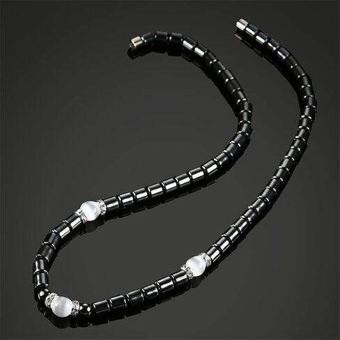 Hematite Necklace Therapy Necklace for Men Women, Precious Gemstone Naturally Reduces Headache Pain - Arthritis in The Neck, Shoulder Head Jewelry with Adjustable Chain and Velvet Pouch in Saudi Arabia