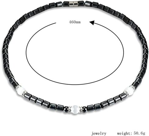 Hematite Necklace Therapy Necklace for Men Women, Precious Gemstone Naturally Reduces Headache Pain - Arthritis in The Neck, Shoulder Head Jewelry with Adjustable Chain and Velvet Pouch in Saudi Arabia
