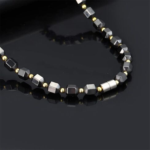 Hematite Necklace Therapy Necklace for Men Women, Precious Gemstone Naturally Reduces Headache Pain - Arthritis in The Neck, Shoulder Head Jewelry with Adjustable Chain and Velvet Pouch in Saudi Arabia