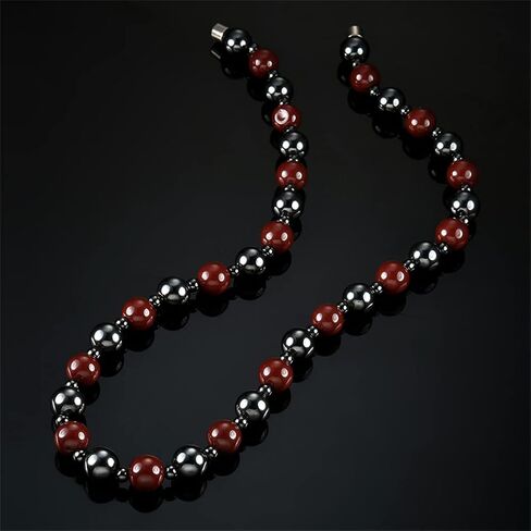 Hematite Necklace Therapy Necklace for Men Women, Precious Gemstone Naturally Reduces Headache Pain - Arthritis in The Neck, Shoulder Head Jewelry with Adjustable Chain and Velvet Pouch in Saudi Arabia
