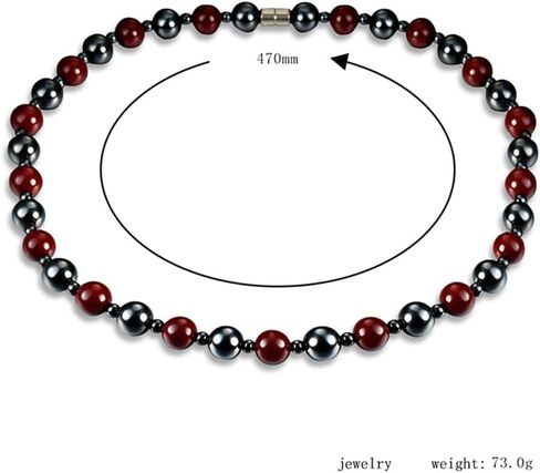 Hematite Necklace Therapy Necklace for Men Women, Precious Gemstone Naturally Reduces Headache Pain - Arthritis in The Neck, Shoulder Head Jewelry with Adjustable Chain and Velvet Pouch in Saudi Arabia