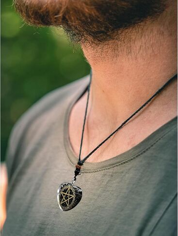 قلادة مذهلة من الأحجار الكريمة على شكل قلب شونغايت أورجونيت على شكل نجمة خماسية للحماية - قلادة أورجون قوية للرجال والنساء والأطفال (الخماسي) in Kuwait