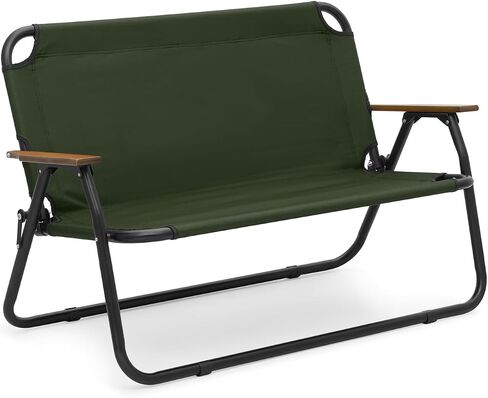 MoNiBloom Folding Double Seat Camping Chair Outdoor Beach Lawn Picnic Hiking Travel Portable Foldable Collapsible 2-Person Camp Loveseat Chair for Adults (Black) in Saudi Arabia