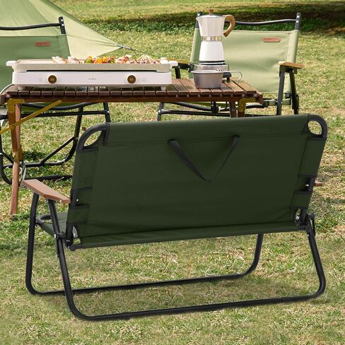MoNiBloom Folding Double Seat Camping Chair Outdoor Beach Lawn Picnic Hiking Travel Portable Foldable Collapsible 2-Person Camp Loveseat Chair for Adults (Black) in Saudi Arabia
