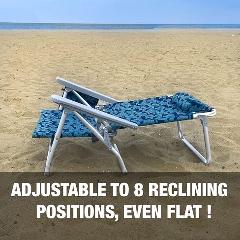 Bliss Hammocks Folding Beach Chair, Backpack Recliner with Canopy, Blue Flower in Kuwait
