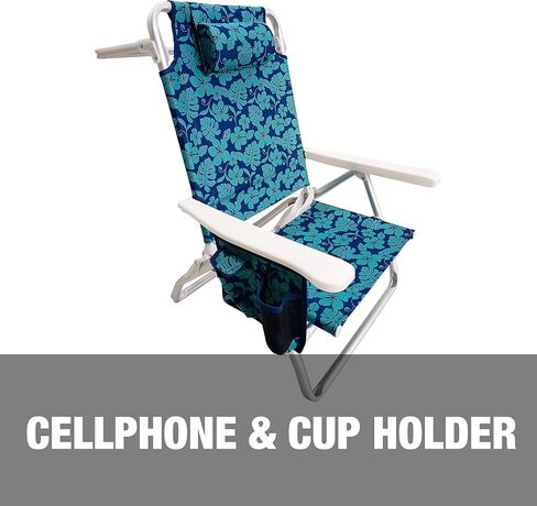 Bliss Hammocks Folding Beach Chair, Backpack Recliner with Canopy, Blue Flower in Kuwait