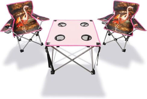 Camping Chairs Set with Table Folding Lawn Chairs Portable Camp Table Outdoor Picnic Table and Chair Set for Boys Girls in Kuwait