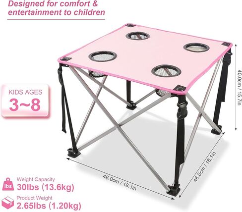 Camping Chairs Set with Table Folding Lawn Chairs Portable Camp Table Outdoor Picnic Table and Chair Set for Boys Girls in Kuwait