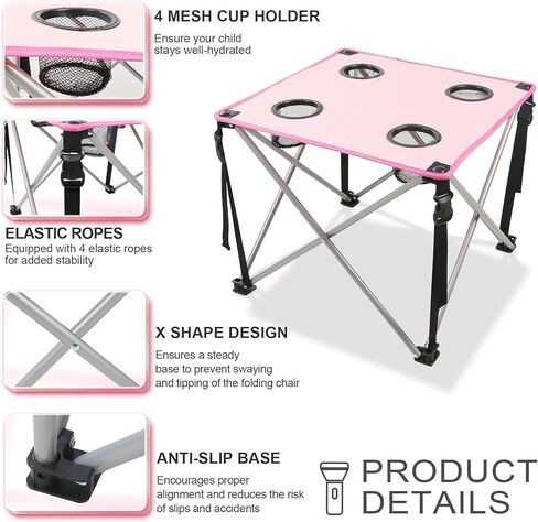 Camping Chairs Set with Table Folding Lawn Chairs Portable Camp Table Outdoor Picnic Table and Chair Set for Boys Girls in Kuwait