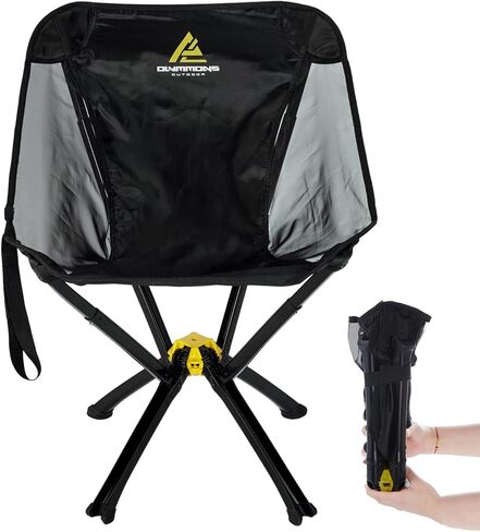 كراسي محمولة قابلة للطي خفيفة الوزن، كرسي قابل للطي، يدعم وزن 300 رطل، كرسي رياضي ممتع للرياضات الخارجية، الصيد، التخييم، الظهر، المشي لمسافات طويلة، الشاطئ، إعداد سريع (أسود) in Kuwait