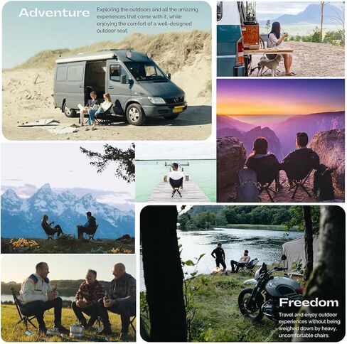كراسي محمولة قابلة للطي خفيفة الوزن، كرسي قابل للطي، يدعم وزن 300 رطل، كرسي رياضي ممتع للرياضات الخارجية، الصيد، التخييم، الظهر، المشي لمسافات طويلة، الشاطئ، إعداد سريع (أسود) in Kuwait
