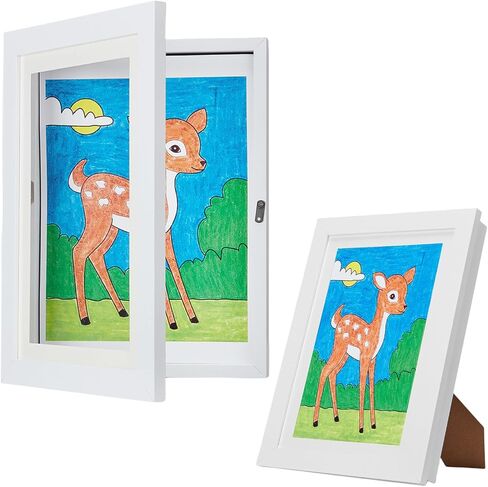 إطاران فنيان للأطفال - إطارات عمل فنية للأطفال مقاس 8.5X11 قابلة للتغيير تحمل الحد الأقصى. 150 قطعة، إطارات تخزين أمامية مفتوحة رائعة للصور ثلاثية الأبعاد، أعمال فنية مقاس A4، رسم للأطفال، فن معلق (أسود) in Kuwait