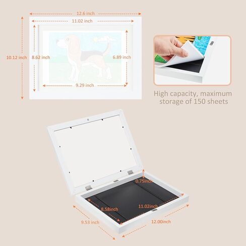 إطاران فنيان للأطفال - إطارات عمل فنية للأطفال مقاس 8.5X11 قابلة للتغيير تحمل الحد الأقصى. 150 قطعة، إطارات تخزين أمامية مفتوحة رائعة للصور ثلاثية الأبعاد، أعمال فنية مقاس A4، رسم للأطفال، فن معلق (أسود) in Kuwait