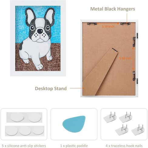 إطاران فنيان للأطفال - إطارات عمل فنية للأطفال مقاس 8.5X11 قابلة للتغيير تحمل الحد الأقصى. 150 قطعة، إطارات تخزين أمامية مفتوحة رائعة للصور ثلاثية الأبعاد، أعمال فنية مقاس A4، رسم للأطفال، فن معلق (أسود) in Kuwait