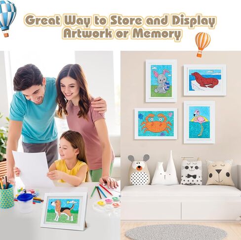 إطاران فنيان للأطفال - إطارات عمل فنية للأطفال مقاس 8.5X11 قابلة للتغيير تحمل الحد الأقصى. 150 قطعة، إطارات تخزين أمامية مفتوحة رائعة للصور ثلاثية الأبعاد، أعمال فنية مقاس A4، رسم للأطفال، فن معلق (أسود) in Kuwait