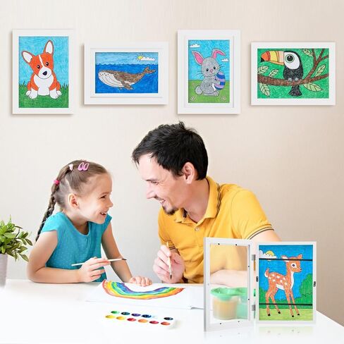 إطاران فنيان للأطفال - إطارات عمل فنية للأطفال مقاس 8.5X11 قابلة للتغيير تحمل الحد الأقصى. 150 قطعة، إطارات تخزين أمامية مفتوحة رائعة للصور ثلاثية الأبعاد، أعمال فنية مقاس A4، رسم للأطفال، فن معلق (أسود) in Kuwait