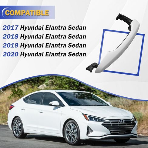 4PCS White Exterior Outside Door Handle Front Rear Left Right with Cover for 2017 2018 2019 2020 Hyundai Elantra Sedan 82651-F0010 in Saudi Arabia