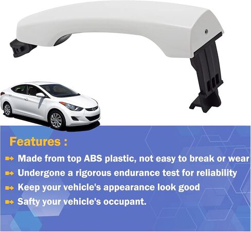 4PCS White Exterior Outside Door Handle Front Rear Left Right with Cover for 2017 2018 2019 2020 Hyundai Elantra Sedan 82651-F0010 in Saudi Arabia