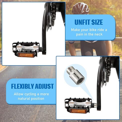 HESTYA دراجة دواسة تمديدات الصلب دراجة دواسة محول تمديد دواسة فاصل صالح 9/16 في دواسات الدراجة الخيوط الطريق شارع دراجة ممتدة 20 مللي متر/0.79in in Kuwait