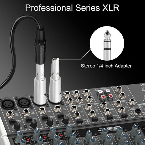 XLR 3 دبوس ذكر إلى 1/4 بوصة 6.35 مم أنثى محول مقبس موصل الصوت TRS جاك، XLR أنثى إلى 6.35 مم أنثى ميكروفون خلاط محول ستيريو، فضي، 4 قطع in Saudi Arabia