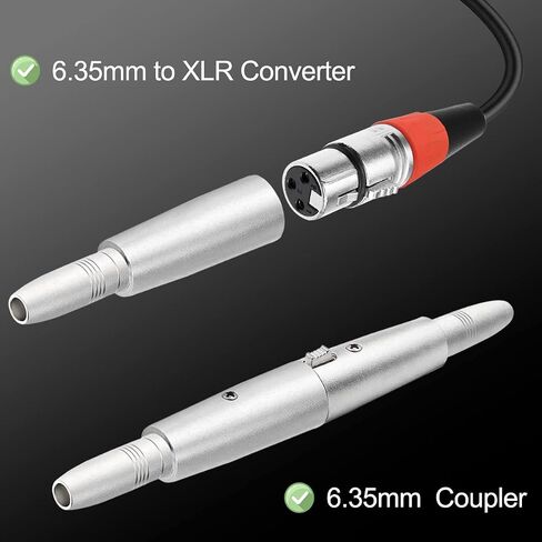 XLR 3 دبوس ذكر إلى 1/4 بوصة 6.35 مم أنثى محول مقبس موصل الصوت TRS جاك، XLR أنثى إلى 6.35 مم أنثى ميكروفون خلاط محول ستيريو، فضي، 4 قطع in Saudi Arabia