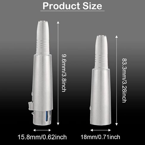 XLR 3 دبوس ذكر إلى 1/4 بوصة 6.35 مم أنثى محول مقبس موصل الصوت TRS جاك، XLR أنثى إلى 6.35 مم أنثى ميكروفون خلاط محول ستيريو، فضي، 4 قطع in Saudi Arabia