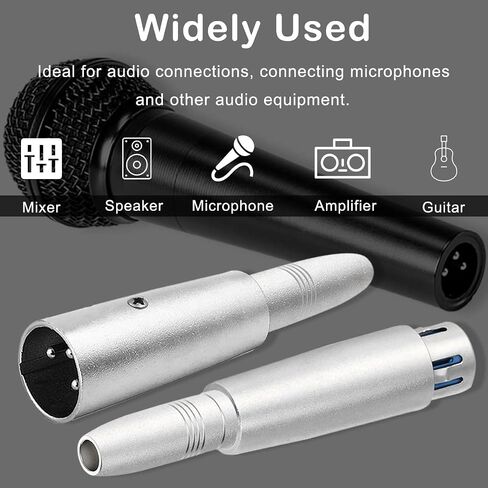 XLR 3 دبوس ذكر إلى 1/4 بوصة 6.35 مم أنثى محول مقبس موصل الصوت TRS جاك، XLR أنثى إلى 6.35 مم أنثى ميكروفون خلاط محول ستيريو، فضي، 4 قطع in Saudi Arabia