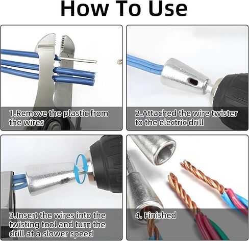 2PCS Wire Twister Tool for Drill, Wire Twisting Tool Wire Twister Wire Connector, Wire Nut Twister Wire Stripper Tool, Wire Stripping and Twisting Tool for Power Drill, Fast Wire Twisting Tool in Kuwait