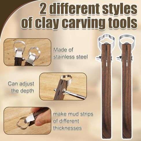 2pcs Pottery Clay Sculpting Tools, Pottery Cup Handle Shape Trimming Tool Mug Handle Clay Cutters Clay Extruder Tool Sculpture Scraper Pottery Carving Tool for Cup Making Ceramic Modeling Craft in Saudi Arabia