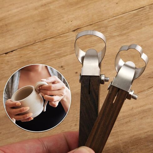 2pcs Pottery Clay Sculpting Tools, Pottery Cup Handle Shape Trimming Tool Mug Handle Clay Cutters Clay Extruder Tool Sculpture Scraper Pottery Carving Tool for Cup Making Ceramic Modeling Craft in Saudi Arabia