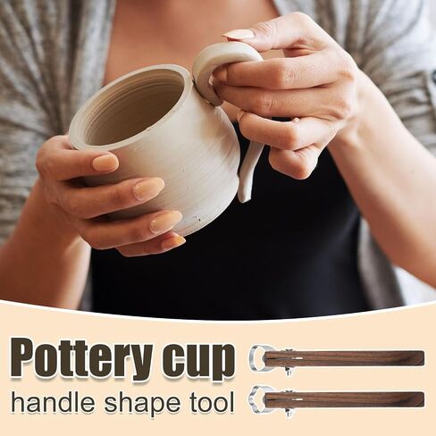 2pcs Pottery Clay Sculpting Tools, Pottery Cup Handle Shape Trimming Tool Mug Handle Clay Cutters Clay Extruder Tool Sculpture Scraper Pottery Carving Tool for Cup Making Ceramic Modeling Craft in Saudi Arabia