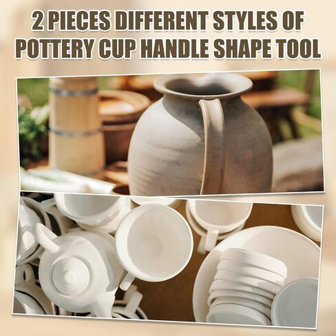 2pcs Pottery Clay Sculpting Tools, Pottery Cup Handle Shape Trimming Tool Mug Handle Clay Cutters Clay Extruder Tool Sculpture Scraper Pottery Carving Tool for Cup Making Ceramic Modeling Craft in Saudi Arabia