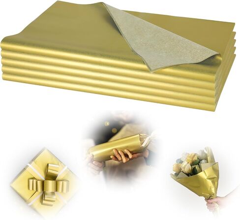 ASOEMERZ 500 Sheets Metallic Gold Tissue Paper - 20" x 20" Gift Wrapping Paper for Birthday Mother's Day Party Gift Bags Decoration in Kuwait