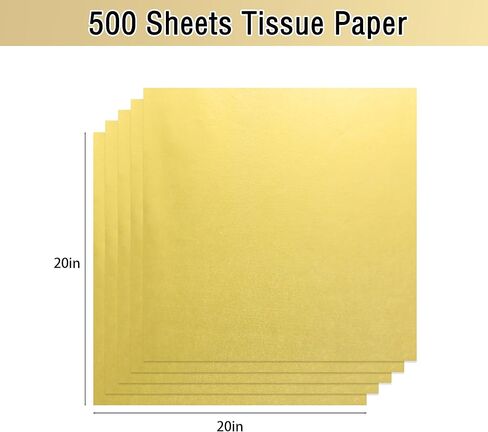 ASOEMERZ 500 Sheets Metallic Gold Tissue Paper - 20" x 20" Gift Wrapping Paper for Birthday Mother's Day Party Gift Bags Decoration in Kuwait