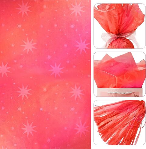 Hi Sasara 30 Sheets Large Star Tissue Paper Bulk,20 x 28 inch,Red Green Pink Star Tissue Paper for Gift Bags,Galaxy Tissue Paper for Baby Showers Wedding Birthday (4 Color Starry Sky) in Saudi Arabia