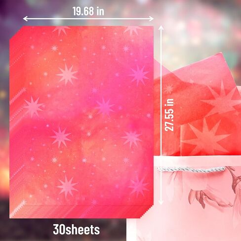 Hi Sasara 30 Sheets Large Star Tissue Paper Bulk,20 x 28 inch,Red Green Pink Star Tissue Paper for Gift Bags,Galaxy Tissue Paper for Baby Showers Wedding Birthday (4 Color Starry Sky) in Saudi Arabia
