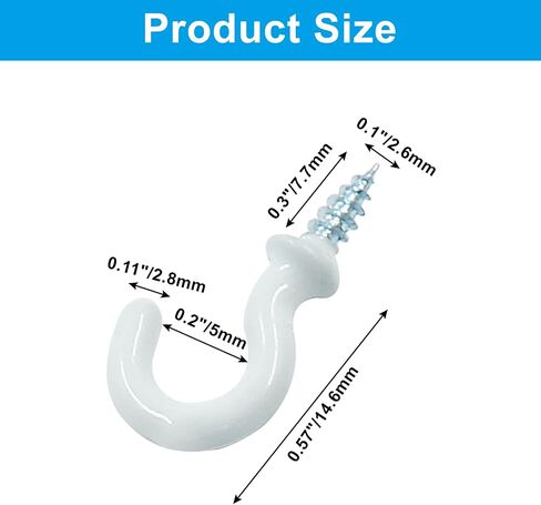 Hitefu 60Pcs Vinyl Coated Metal Cup Hook 1" for Hanging - Durable and Stylish Self-Tapping Screws Ceiling Hooks for Plant, Kitchen, Cup, and Ceiling Hanging (Black) in Saudi Arabia