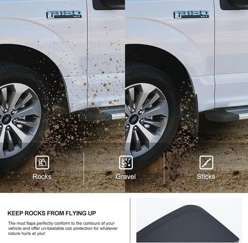 Kiwi Master Mud Flaps Compatible with 2015-2020 Ford F-150 Accessories Heavy Duty Front & Rear Mud Guards Replace OEM # FL3Z-16A550-AA FL3Z1-6A550-BA (with Fender Flares Only) in Saudi Arabia